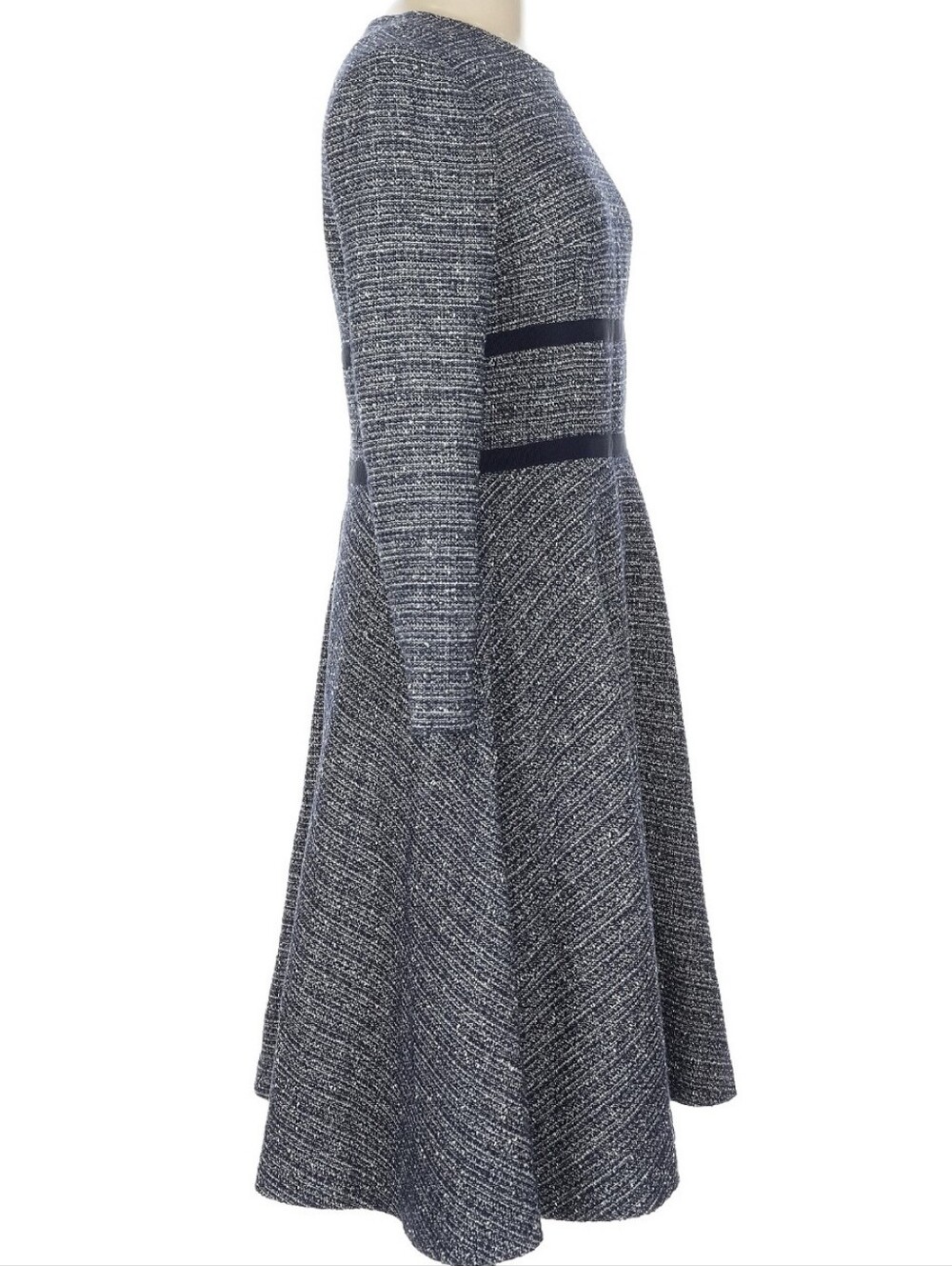 The Fold Of London Southerby Tweed A Line Dress, UK 12 (US 8), Navy Blue Multi - Picture 3 of 10